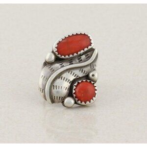Sterling Silver Natural Coral Ring Size 3 1/2 Small Woman Teen Child
